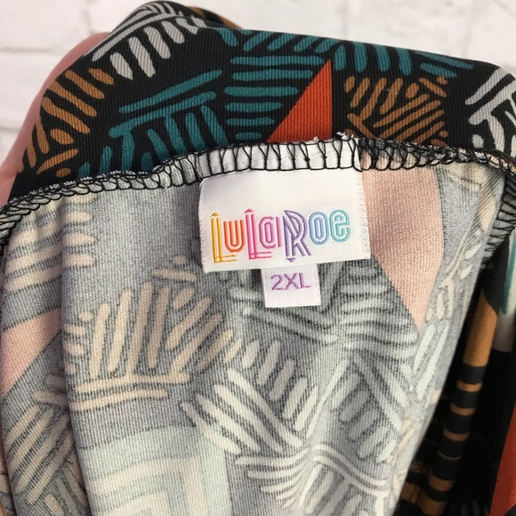 NWOT Lularoe 2XL Azure Geometric Fall Midi Skirt - Picture 4 of 5